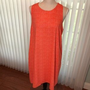 GAP sleeveless orange & white dotted print dress L